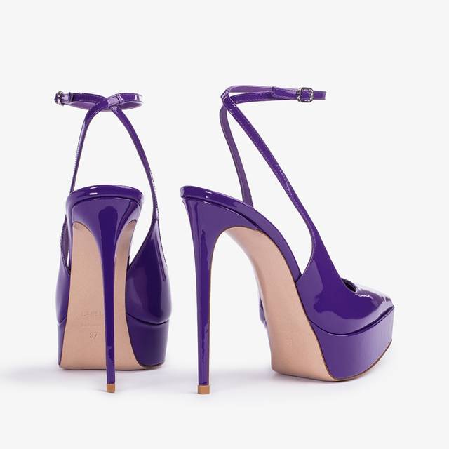 Le Silla Slingback con plateau vernice viola queen Sottocosto