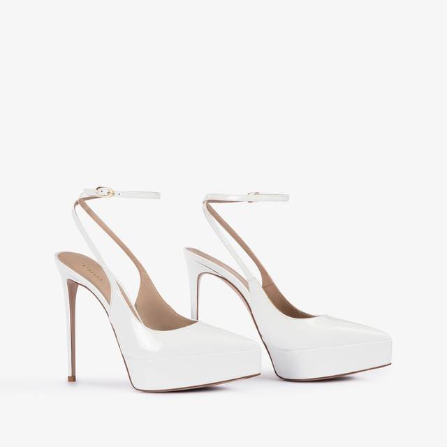 Le Silla Slingback con plateau vernice bianca Convenienza