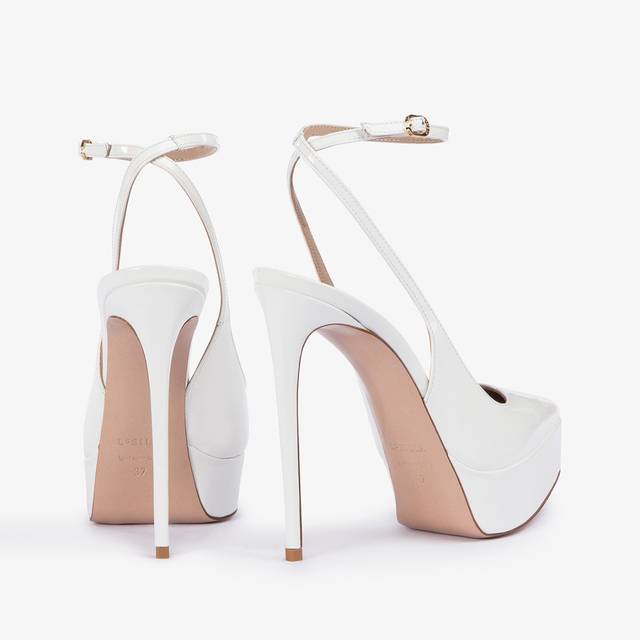 Le Silla Slingback con plateau vernice bianca Convenienza
