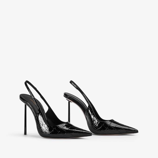 Le Silla Slingback stampa cocco nera Presa