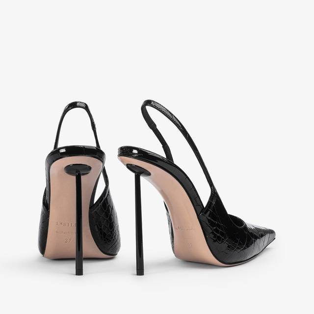 Le Silla Slingback stampa cocco nera Presa