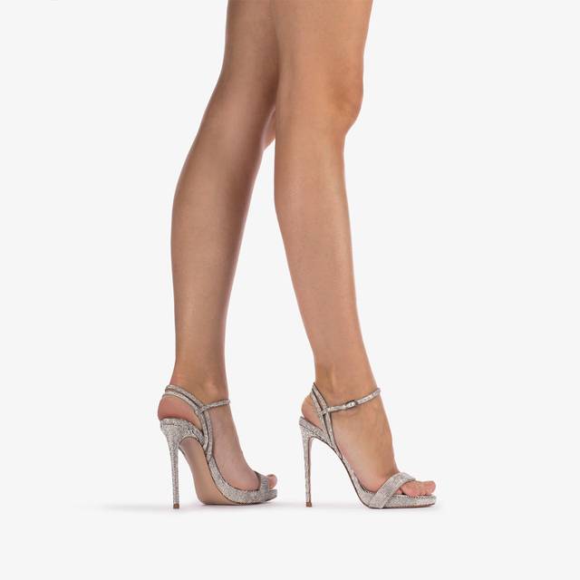 Le Silla Sandalo effetto pavé di Cristalli argento Sconto