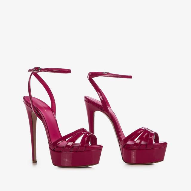 Le Silla Sandalo con plateau vernice fucsia cosmopolitan Economico