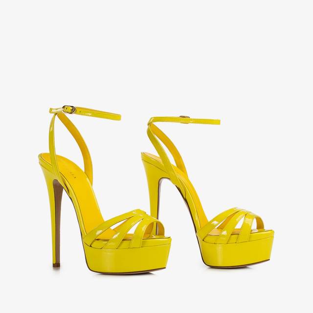 Le Silla Sandalo con plateau vernice giallo stella Online
