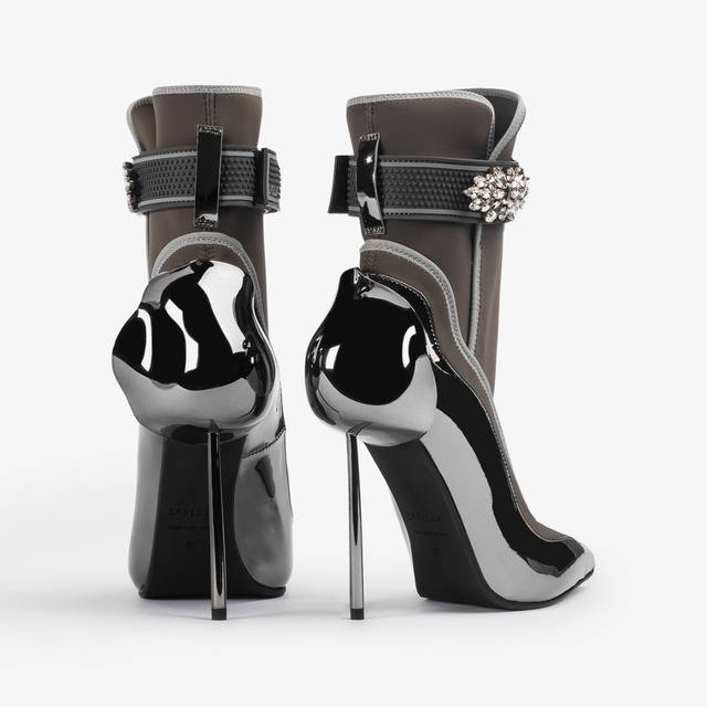 Le Silla Stivaletto metallizzato peltro con Cristalli argento Hotsell