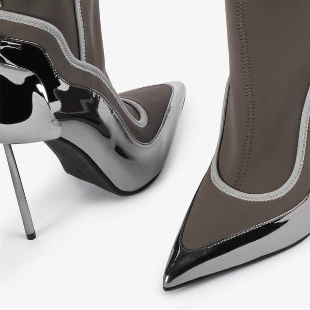 Le Silla Stivaletto metallizzato peltro con Cristalli argento Hotsell