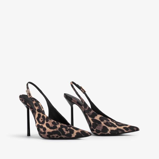 Le Silla Slingback raso stampa leopardata Italia