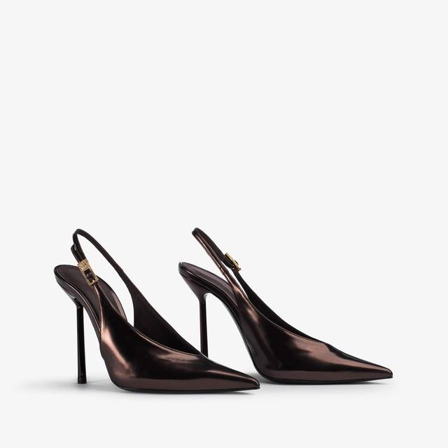 Le Silla Slingback metallizzata marrone fondente 2025