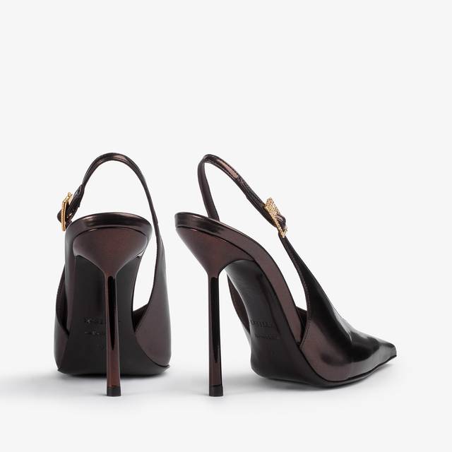 Le Silla Slingback metallizzata marrone fondente 2025