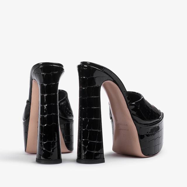 Le Silla Sandalo mule con plateau stampa cocco nero In Linea