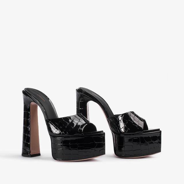 Le Silla Sandalo mule con plateau stampa cocco nero In Linea