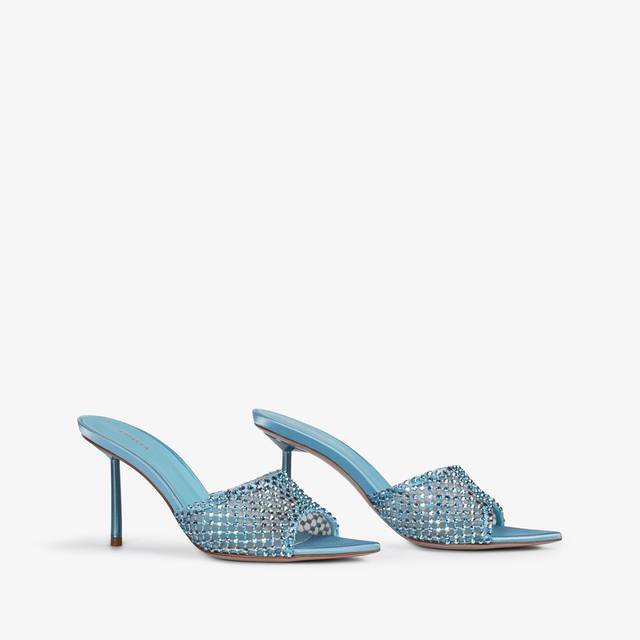 Le Silla Sandalo mule gioiello rete azzurro cielo con Cristalli Spedizione Gratuita