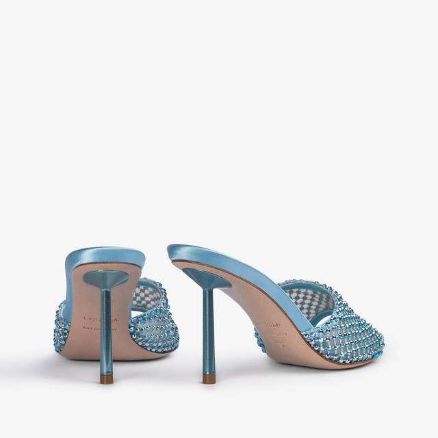 Le Silla Sandalo mule gioiello rete azzurro cielo con Cristalli Spedizione Gratuita