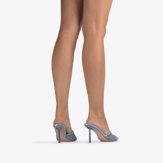Le Silla Sandalo mule gioiello rete azzurro cielo con Cristalli Spedizione Gratuita