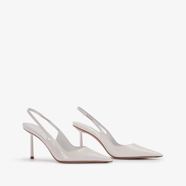 Le Silla Slingback stampa coccodrillo bianca carta Negozio