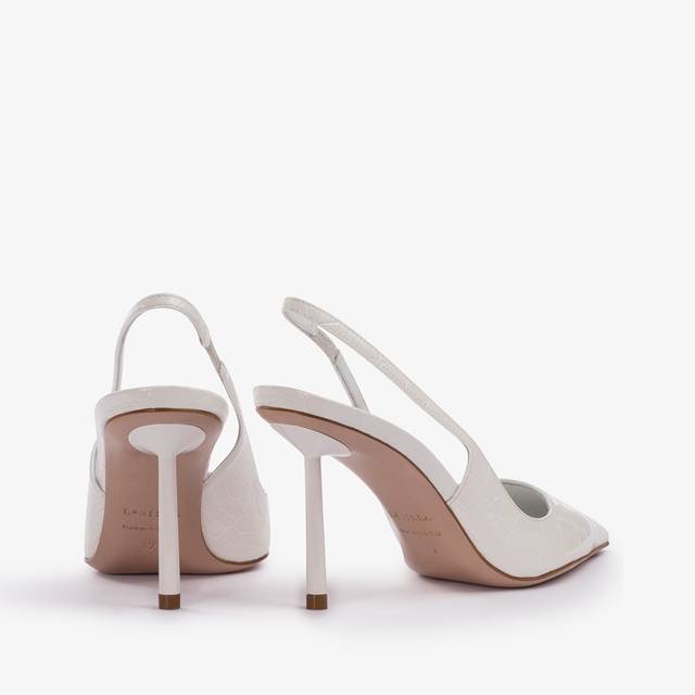 Le Silla Slingback stampa coccodrillo bianca carta Negozio