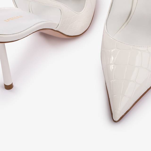 Le Silla Slingback stampa coccodrillo bianca carta Negozio