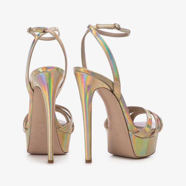 Le Silla Sandalo con plateau iridescente nude Nuova