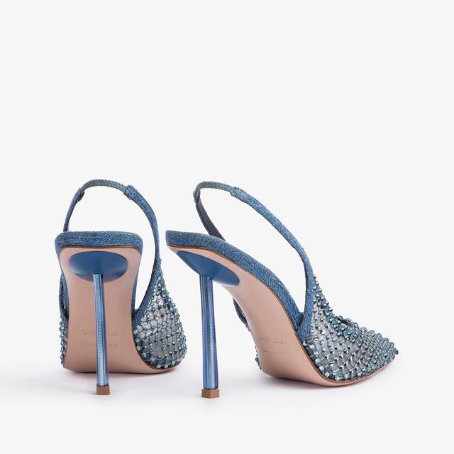 Le Silla Slingback gioiello rete blu denim Italia