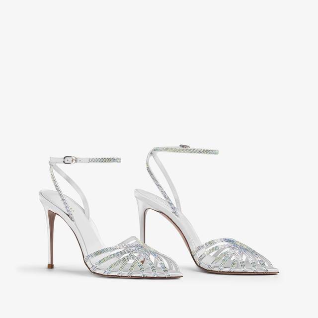 Le Silla Sandalo raso bianco carta e Cristalli In Linea