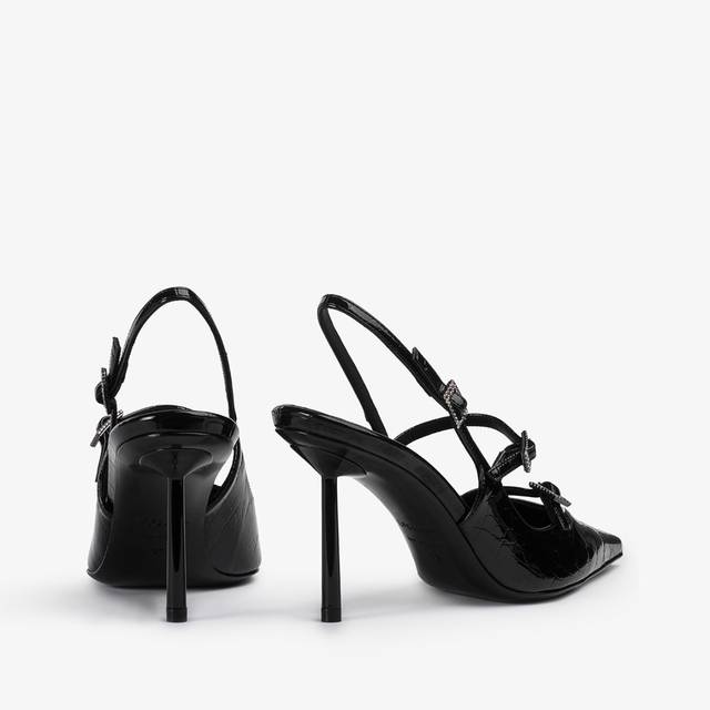 Le Silla Slingback con listini stampa coccodrillo nera Qualità