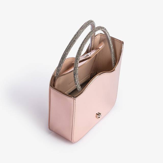 Le Silla Mini bag metallizzata oro rosa e Cristalli Acquista Ora