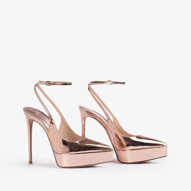 Le Silla Slingback con plateau metallizzata oro rosa Consegna Veloce