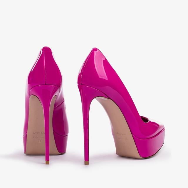 Le Silla Décolleté con plateau vernice fucsia bouganville Promozione Limitata