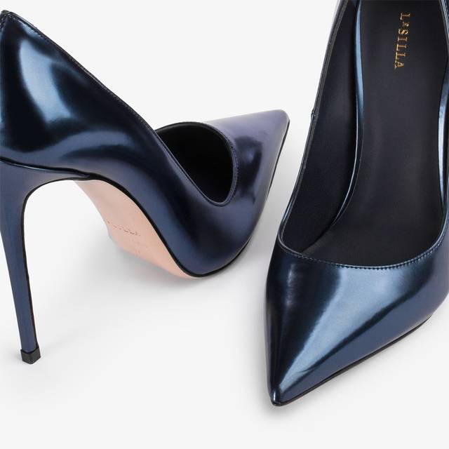 Le Silla Décolleté metallizzata blu danubio Sconto