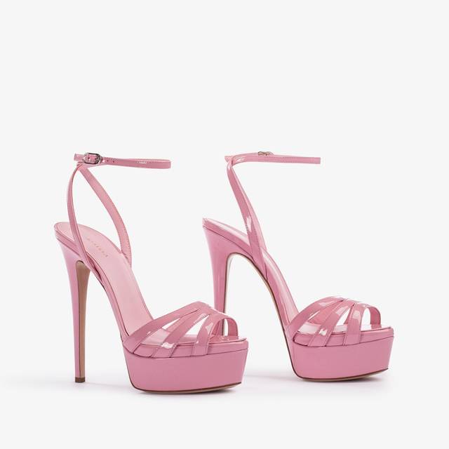 Le Silla Sandalo con plateau vernice rosa dea Saldi Di Fabbrica