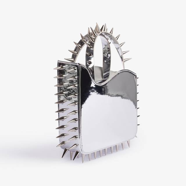 Le Silla Small bag metallizzata argento con borchie 2025