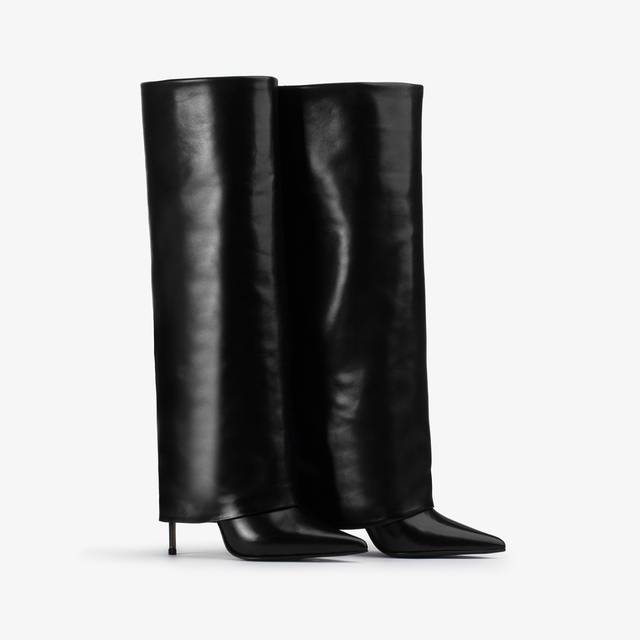 Le Silla Stivale con risvolto nappa nero Promozione Limitata