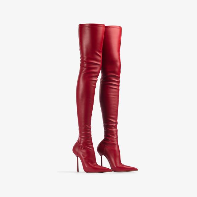 Le Silla Stivale sopra il ginocchio pelle vegan stretch rosso Comprane uno, ottenene uno gratis