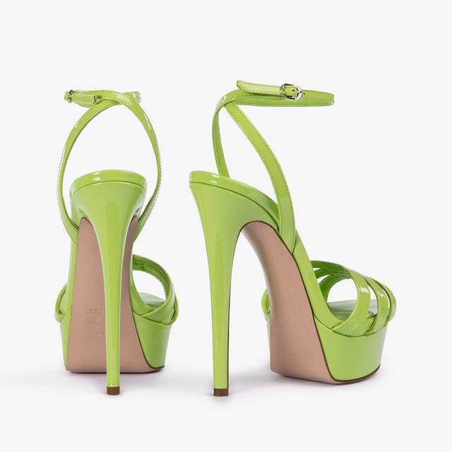 Le Silla Sandalo con plateau vernice verde apple Online