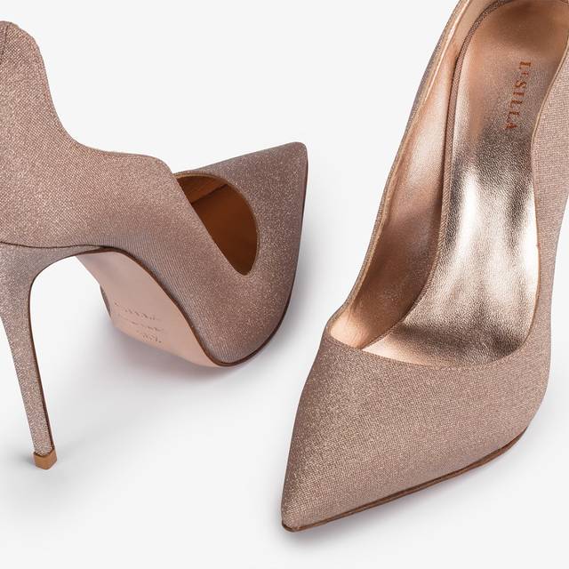 Le Silla Décolleté glitter nude skin In Vendita