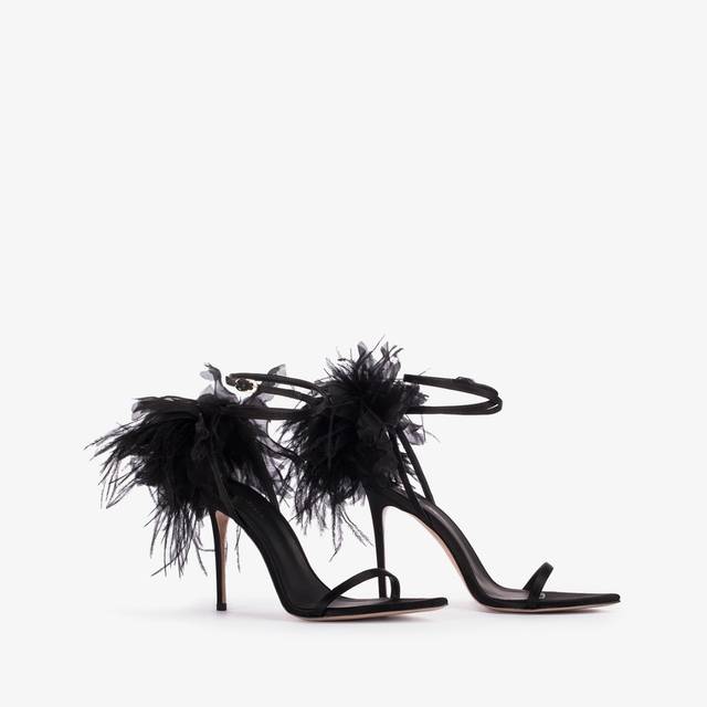 Le Silla Sandalo fiore raso nero Vendita Economica