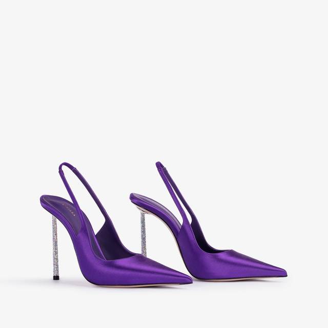Le Silla Slingback raso viola kamala In Saldo