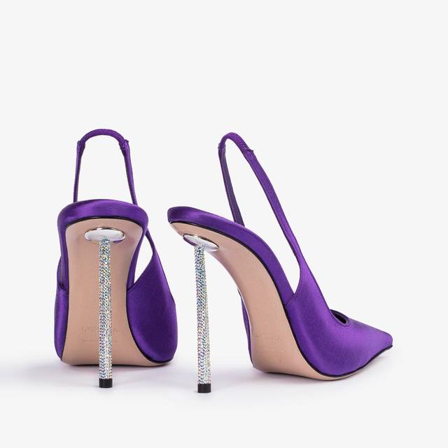Le Silla Slingback raso viola kamala In Saldo