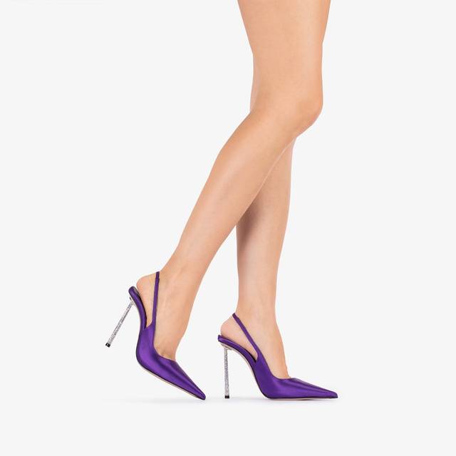 Le Silla Slingback raso viola kamala In Saldo