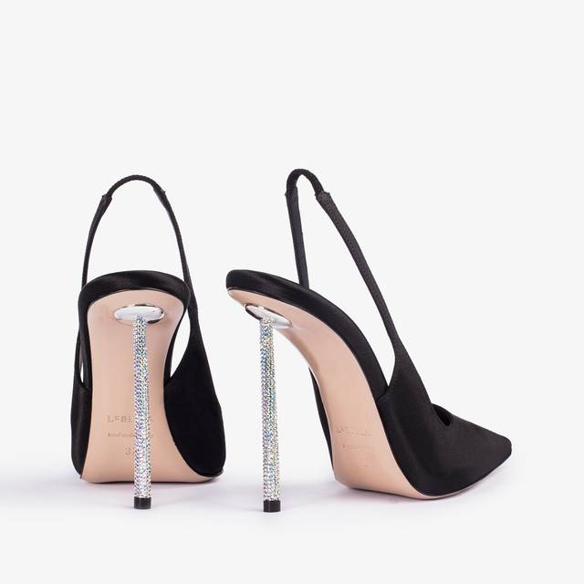Le Silla Slingback raso nero Nuova