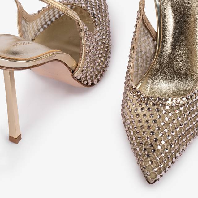 Le Silla Slingback gioiello rete platino Moda