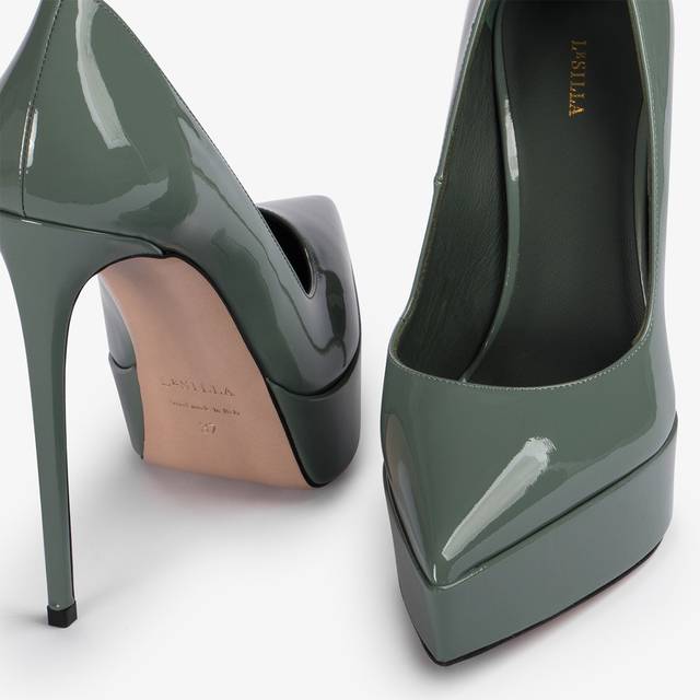 Le Silla Décolleté con plateau vernice verde polvere Soddisfazione Garantita
