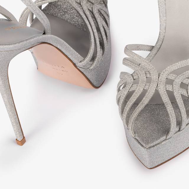 Le Silla Sandalo con plateau glitter argento Promozione Limitata