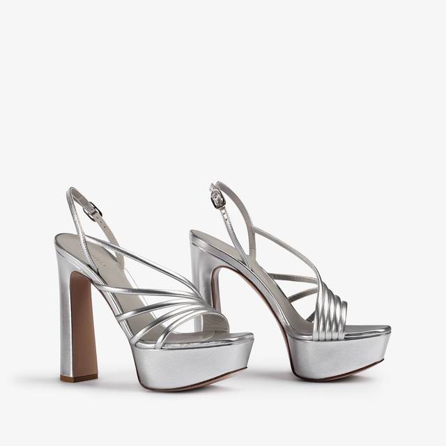 Le Silla Sandalo con plateau pelle laminata argento Shopping Online