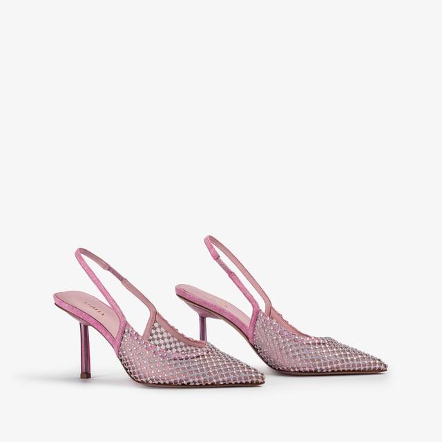 Le Silla Slingback gioiello rete denim rosa dea Presa