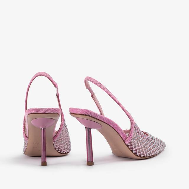 Le Silla Slingback gioiello rete denim rosa dea Presa