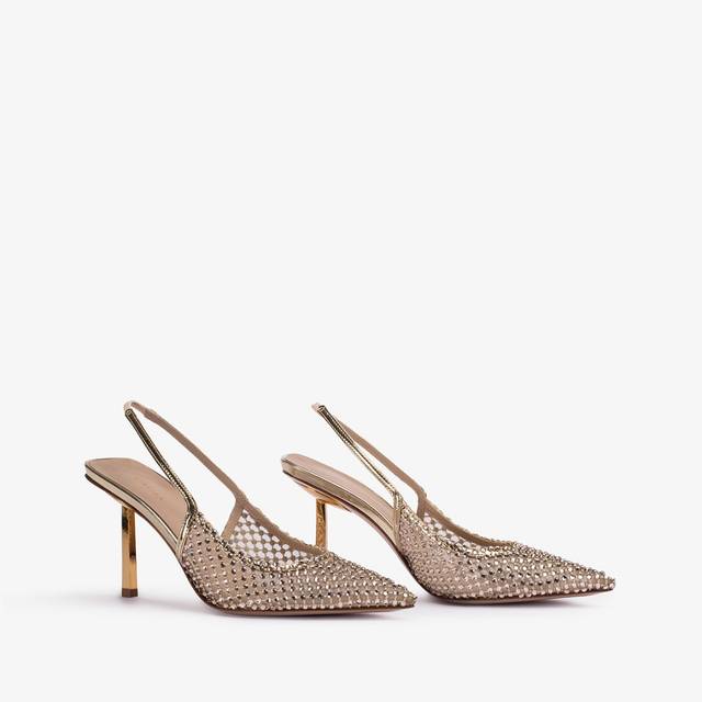 Le Silla Slingback gioiello rete e Cristalli platino Sconto