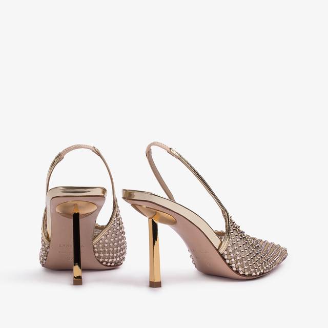 Le Silla Slingback gioiello rete e Cristalli platino Sconto