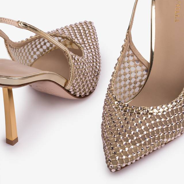 Le Silla Slingback gioiello rete e Cristalli platino Sconto