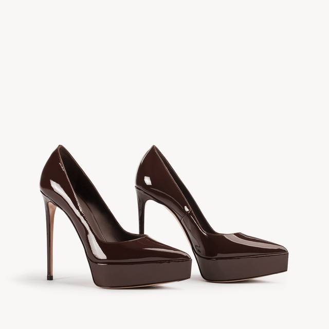 Le Silla Décolleté con plateau vernice marrone fondente Online